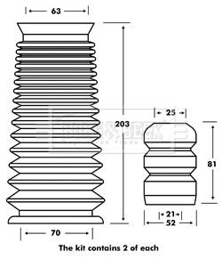 Dust Cover Kit, shock absorber (BPK7072)