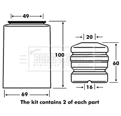 Dust Cover Kit, shock absorber (BPK7024)
