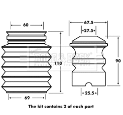 Dust Cover Kit, shock absorber (BPK7009)