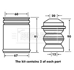 Dust Cover Kit, shock absorber (BPK7025)
