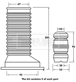 Dust Cover Kit, shock absorber (BPK7102)