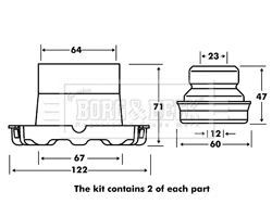 Dust Cover Kit, shock absorber (BPK7108)