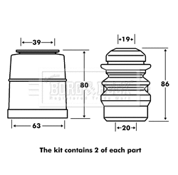 Dust Cover Kit, shock absorber (BPK7074)