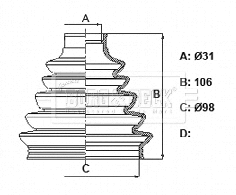 Bellow Kit, drive shaft (BCB6409)