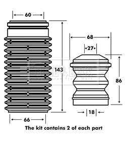 Dust Cover Kit, shock absorber (BPK7014)