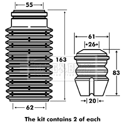 Dust Cover Kit, shock absorber (BPK7042)