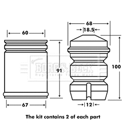 Dust Cover Kit, shock absorber (BPK7018)