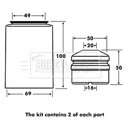Dust Cover Kit, shock absorber (BPK7028)
