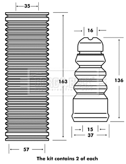 Dust Cover Kit, shock absorber (BPK7005)