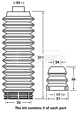 Dust Cover Kit, shock absorber (BPK7054)