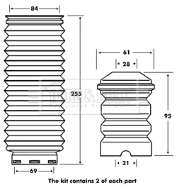 Dust Cover Kit, shock absorber (BPK7008)