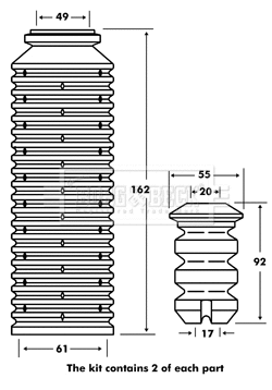 Dust Cover Kit, shock absorber (BPK7049)