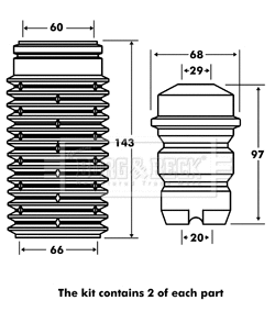 Dust Cover Kit, shock absorber (BPK7032)