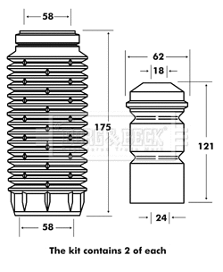 Dust Cover Kit, shock absorber (BPK7059)