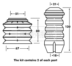 Dust Cover Kit, shock absorber (BPK7048)