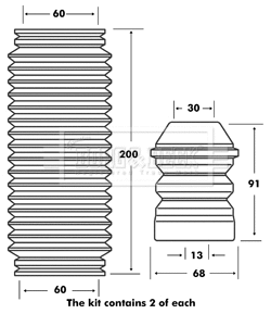 Dust Cover Kit, shock absorber (BPK7020)