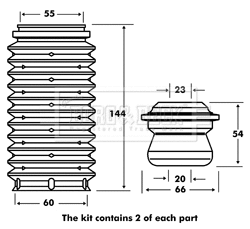 Dust Cover Kit, shock absorber (BPK7116)