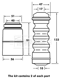 Dust Cover Kit, shock absorber (BPK7088)