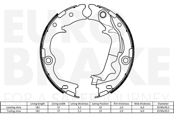 Brake Shoe Set, parking brake