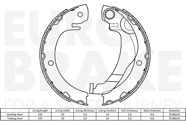 Brake Shoe Set, parking brake