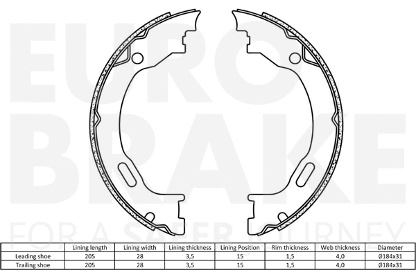 Brake Shoe Set, parking brake