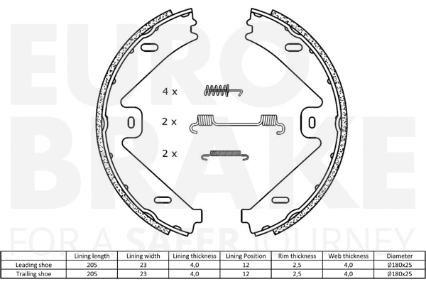 Brake Shoe Set, parking brake