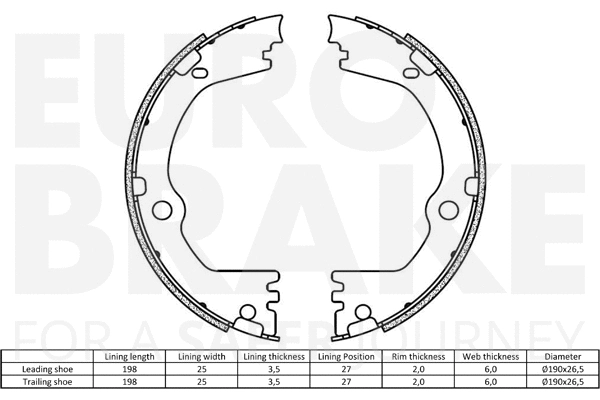 Brake Shoe Set, parking brake