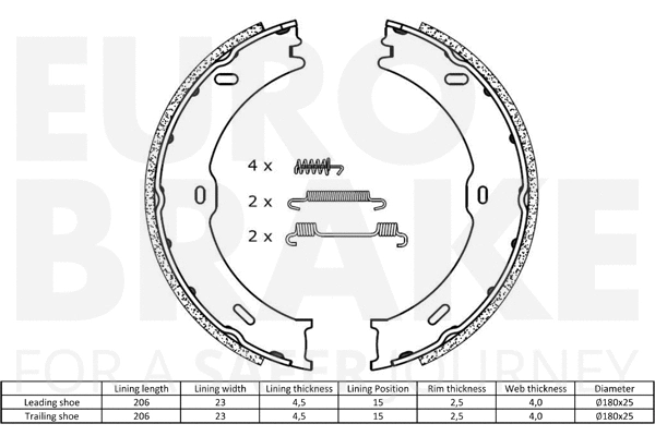 Brake Shoe Set, parking brake