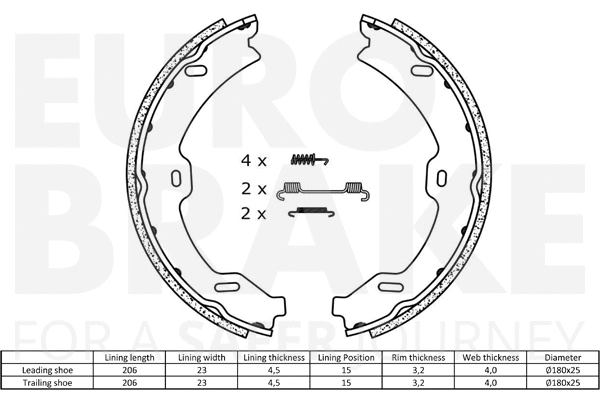 Brake Shoe Set, parking brake
