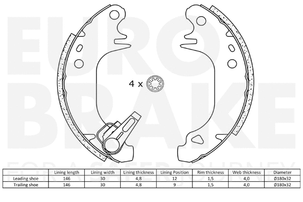 Brake Shoe Set, parking brake