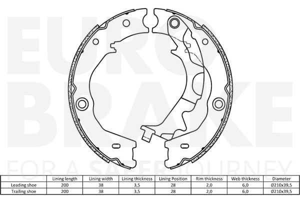 Brake Shoe Set, parking brake