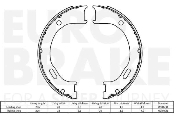 Brake Shoe Set, parking brake