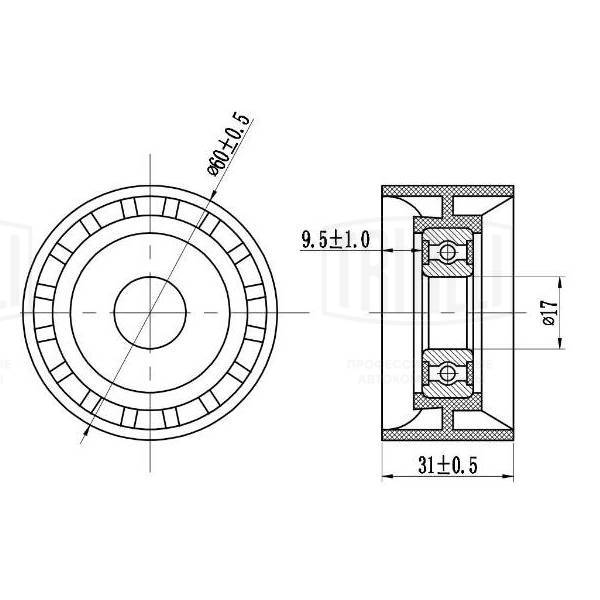 Deflection/Guide Pulley, V-ribbed belt