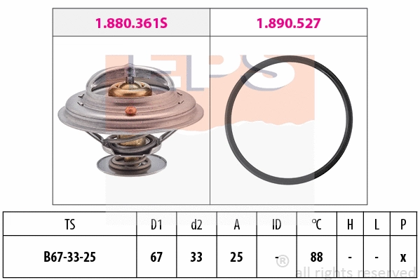 Thermostat, coolant (EPS-1880 361)