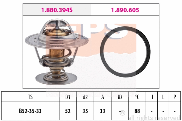 Thermostat, coolant (EPS-1880 483)