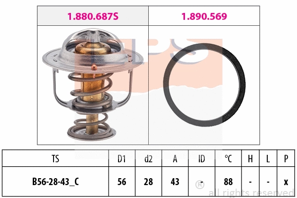 Thermostat, coolant (EPS-1880 687)
