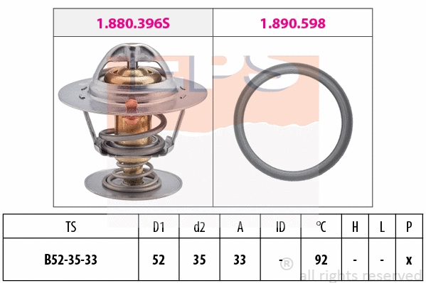 Thermostat, coolant (EPS-1880 396)