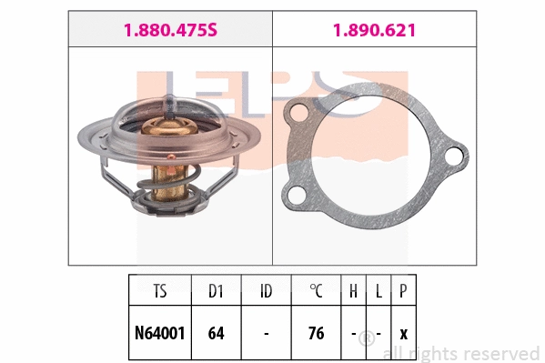 Thermostat, coolant (EPS-1880 475)