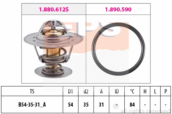 Thermostat, coolant (EPS-1880 612)