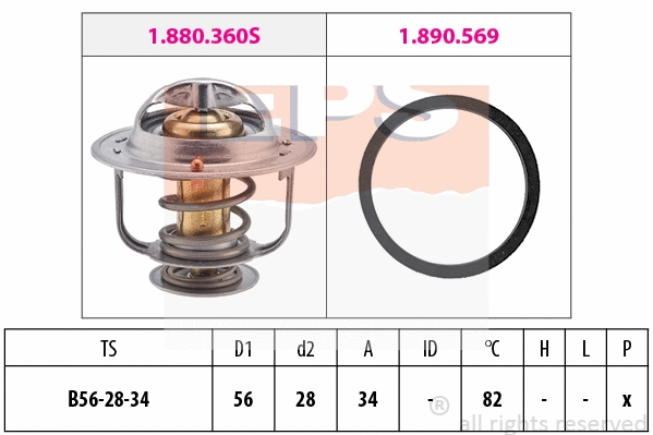 Thermostat, coolant (EPS-1880 360)
