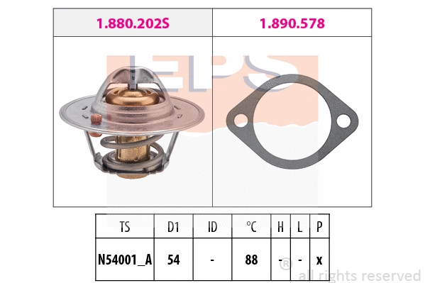 Thermostat, coolant (EPS-1880 358)