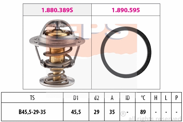 Thermostat, coolant (EPS-1880 389)