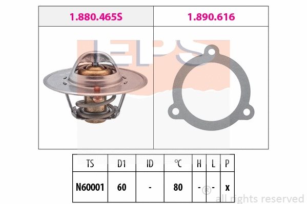 Thermostat, coolant (EPS-1880 465)