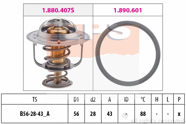 Thermostat, coolant (EPS-1880 408)