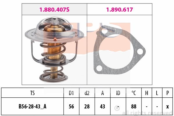 Thermostat, coolant (EPS-1880 407)