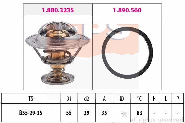 Thermostat, coolant (EPS-1880 323)