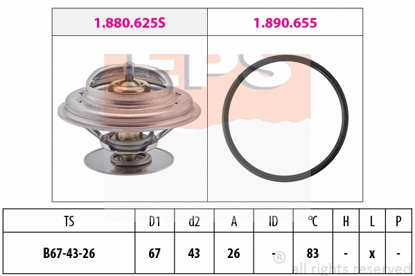 Thermostat, coolant (EPS-1880 625)