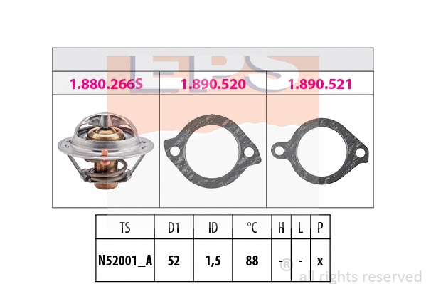 Thermostat, coolant (EPS-1880 384)