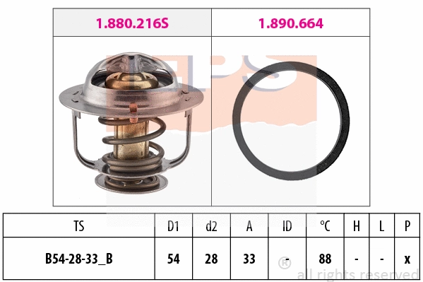 Thermostat, coolant (EPS-1880 658)