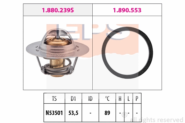 Thermostat, coolant (EPS-1880 290)